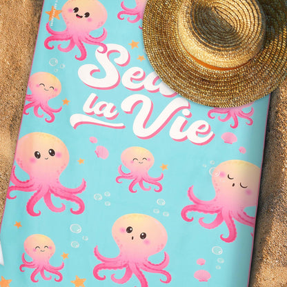 Ties - Lightweight, Microfiber, Compact, Sand-resistant, Quick-drying, Ultra-absorbent, Space-saving towel, 85 x 180 cm, Octopus.
