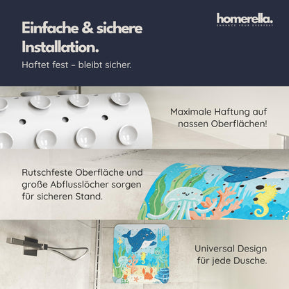 homerella© non-slip shower mat 53x53cm, WITH HANGING HOOK, shower anti-slip mat, mold-resistant & washable, shower tray insert, shower mat, shower non-slip mat, shower mats, non-slip bath mat