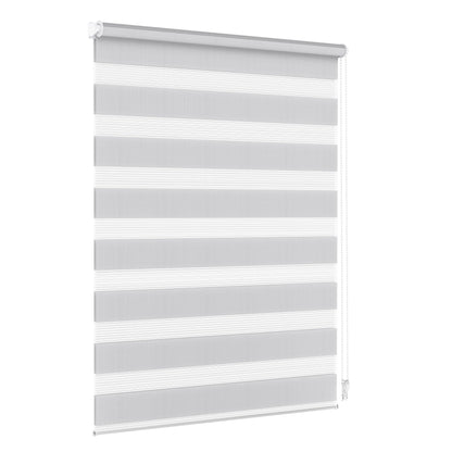 Jalousie Scout double roller blind clamp fix without drilling & with drilling, 92.5x210cm light gray roller window blind translucent & darkening, sun protection blind zebra roller for windows & doors.