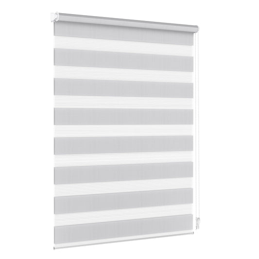 Jalousie Scout double roller blind clamp fix without drilling & with drilling, 92.5x210cm light gray roller window blind translucent & darkening, sun protection blind zebra roller for windows & doors.