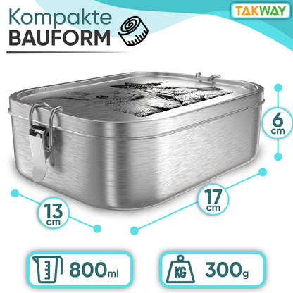 TAKWAY Stainless Steel Lunch Box for Kids with Compartments 800ml | Leak-proof | Bento Box with customizable divisions | Snack box for kindergarten, daycare, school (Bunny, divider)