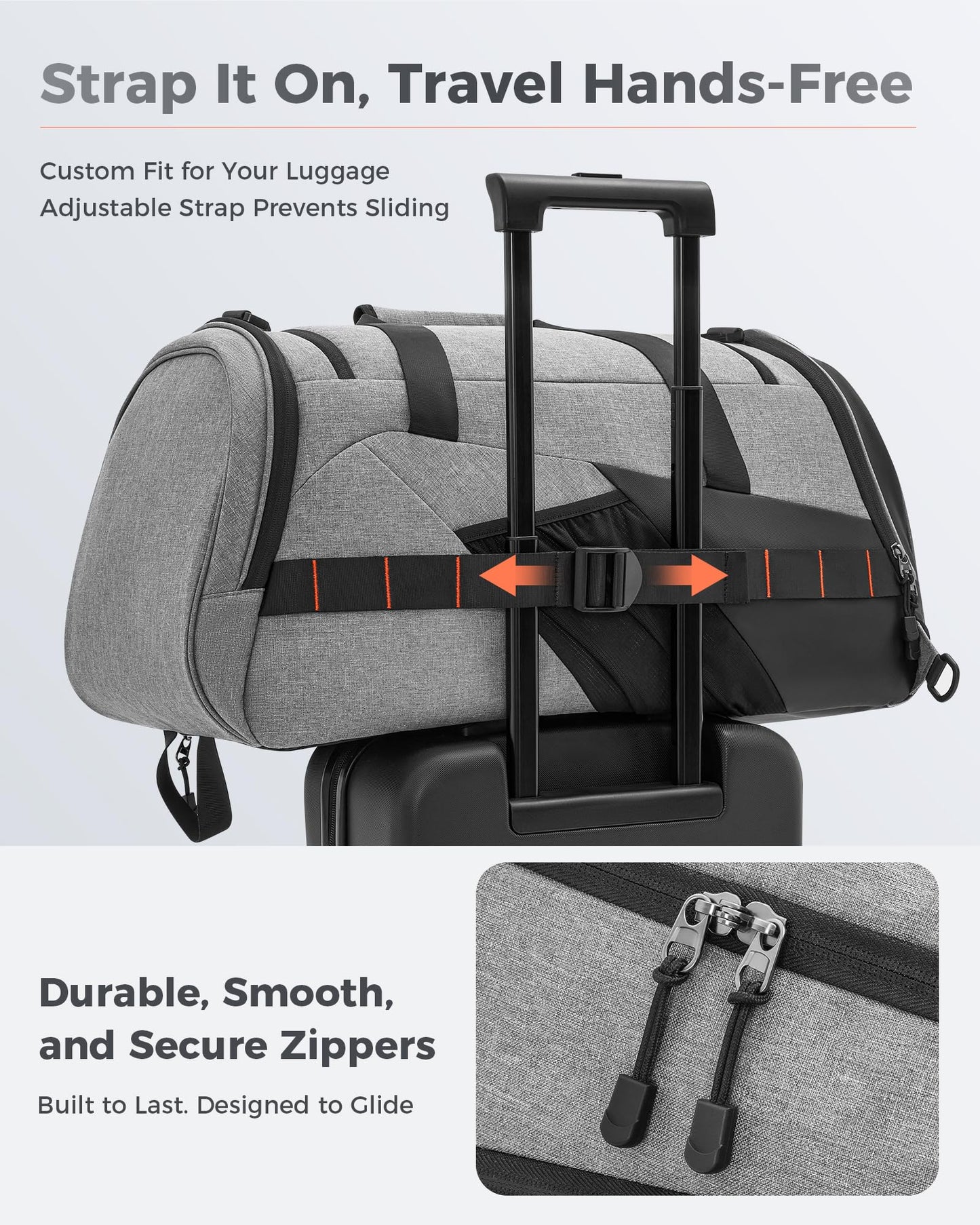 Tolaccea 47L Large Sports Bag Backpack with Shoe Compartment Wet Compartment Weekender Duffel Bag Gym Training Bag for Men Women Gym, Travel, Swimming, Sauna, Soccer (Gray)