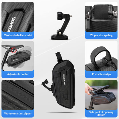 ROCKBROS Bicycle Saddle Bag Water Resistant 3D Hard Shell Bike Seat Bag with Quick Release for MTB Road Bike 1.8L