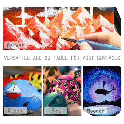 Artecho Acrylic Paint Set 48x59 ml, Waterproof and Lightfast, Quick Drying, perfect for Canvas, Paper, and Fabrics.