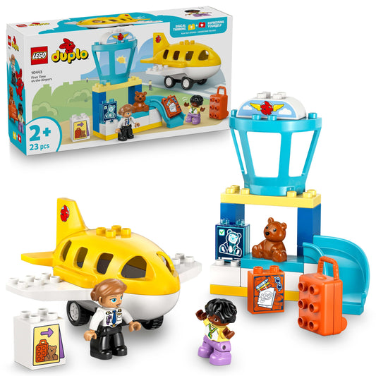 LEGO DUPLO First Visit to the Airport - Motor Skills Learning Toy for Toddlers with Airplane, 2 Figures & Teddy Bear - Birthday Gift for Boys and Girls from 2 years - 10443