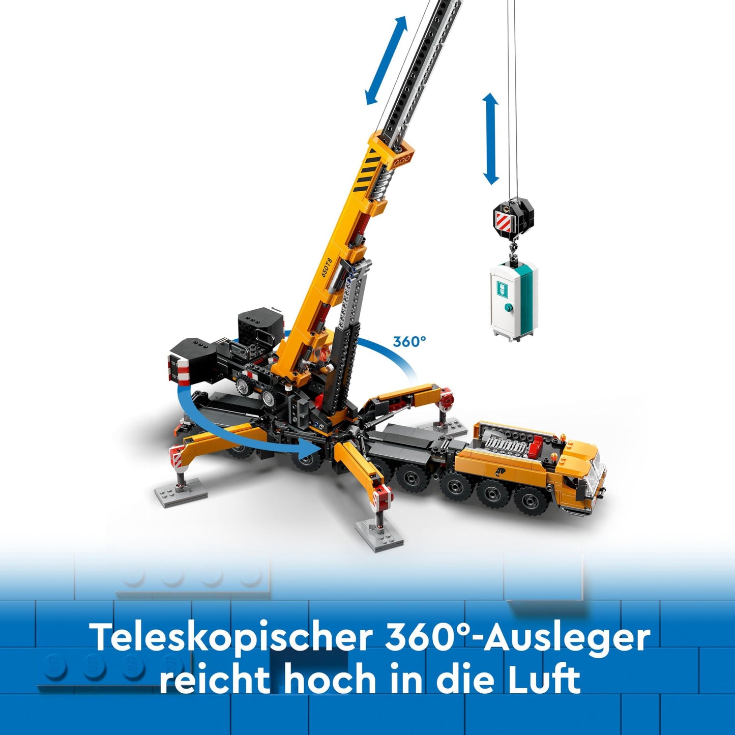 LEGO City Mobile Construction Crane, building toy for boys and girls, gift for creative kids, extendable boom, 4 construction worker minifigures for role-playing 60409