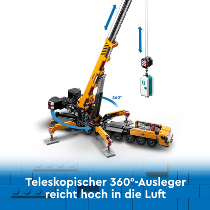 LEGO City Mobile Construction Crane, building toy for boys and girls, gift for creative kids, extendable boom, 4 construction worker minifigures for role-playing 60409