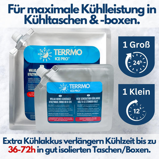 TERRMO Ice Pro™ Small Ice Packs for Cooler Bag, Lunch Box, Cooler, Medications | Extended Cooling Time | Reusable, High Performance | Ice Packs, cool pack 350ml & 19x16cm (4 Pack)