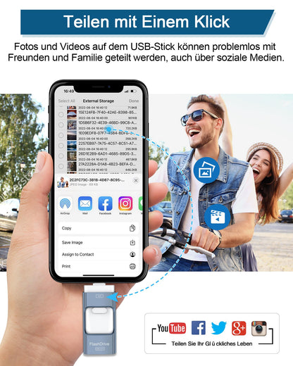 ZARMST 256GB USB stick for phone, external storage expansion photo stick, flash drive for Android mobile computer laptop PC, data/pictures/movies copied with one click (blue)
