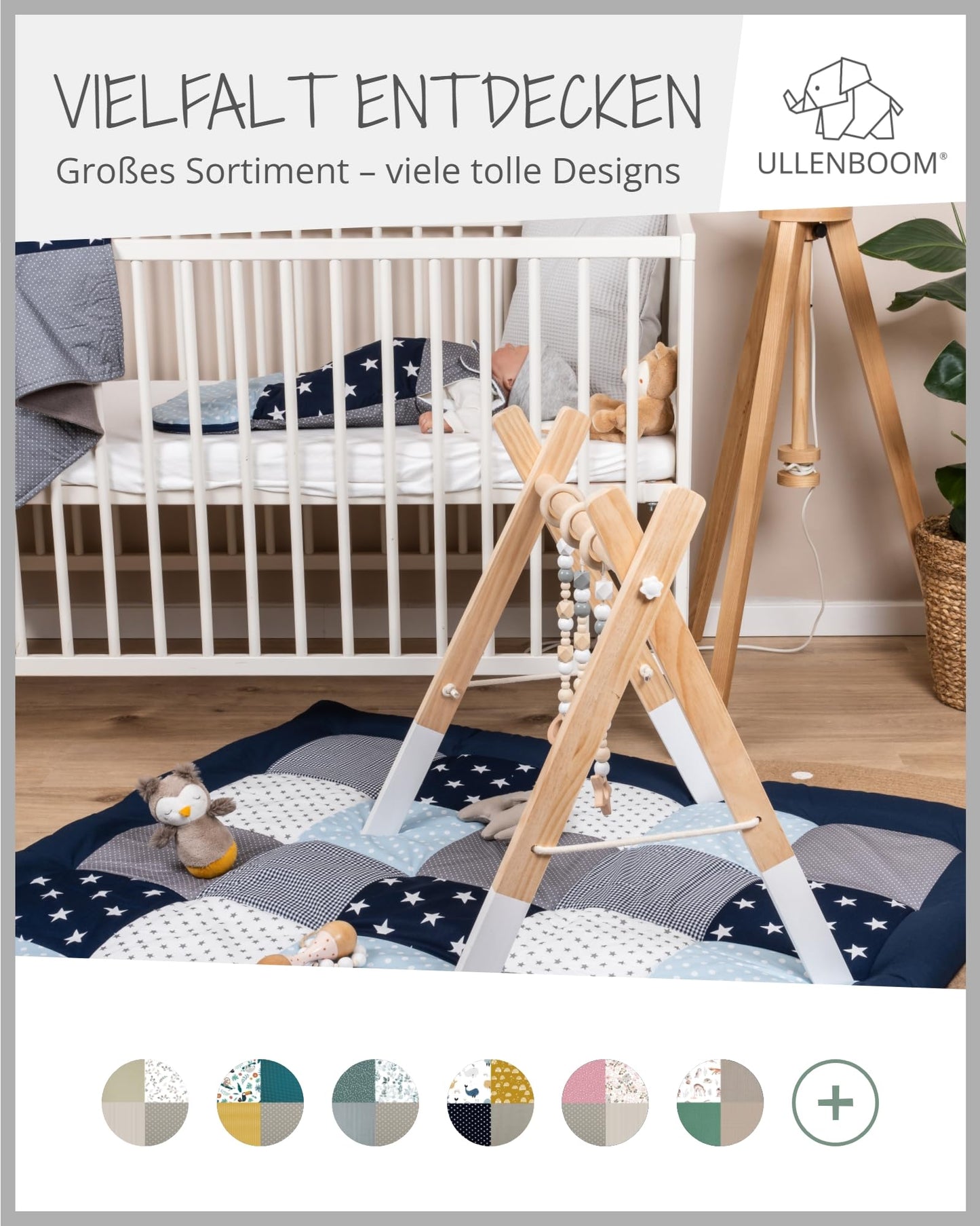 ULLENBOOM Baby nest - 100% OEKO-TEX materials & Made in EU, Blue Light blue - Baby nest for newborns made of cuddly cotton, Ideal as a travel bed & cuddle nest.