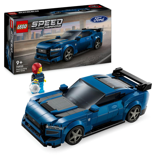 LEGO Speed Champions Ford Mustang Dark Horse sports car, car toy with minifigure for building, playing, and displaying for kids, gift for boys, girls, and car enthusiasts ages 9+ 76920.