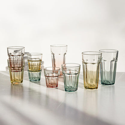 TREND FOR HOME Cocktail Glasses Large Drinking Glass Cuba Libre Glasses | 700 ml | Set of 6 | Cocktail Highball Water Glass Set XXL Tumblers Retro Design | GIGI Collection | WATERCOLOR OMBRE - Hand wash