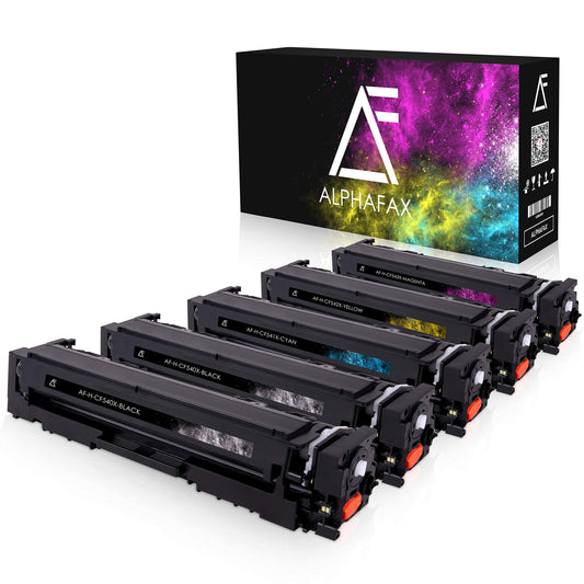 Alphafax 5X XL toner replaces HP 203X CF540X CF541X CF542X CF543X 2X bk 1x CMY multipack black cyan magenta yellow