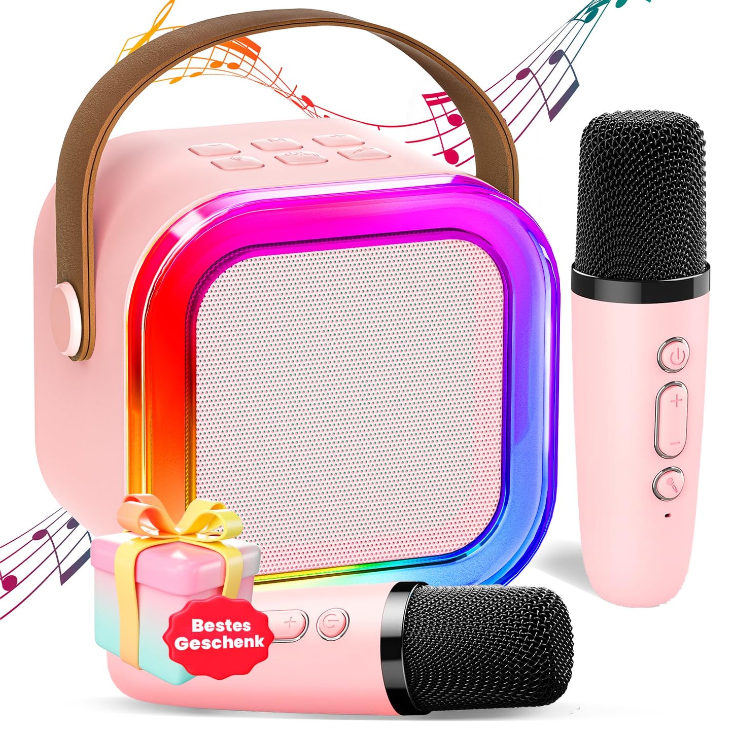 Karaoke Machine for Kids with 2 Karaoke Microphones: [Latest] Mini Karaoke Machine - Karaoke System with 2 Microphones - Music Instrument Accessory Box - Gifts for Girls Kids Toys 3-12 Years