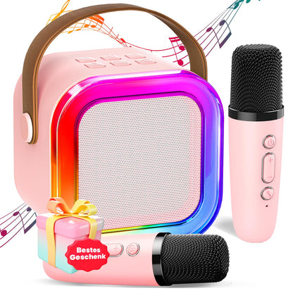 Karaoke Machine for Kids with 2 Karaoke Microphones: [Latest] Mini Karaoke Machine - Karaoke System with 2 Microphones - Music Instrument Accessory Box - Gifts for Girls Kids Toys 3-12 Years