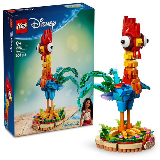 LEGO | Disney Moana 2: Heihei Toy - Animal figure for playing & displaying with rotating head, movable wings & tail feathers, and stand - Gift for girls aged 9+ - 43272