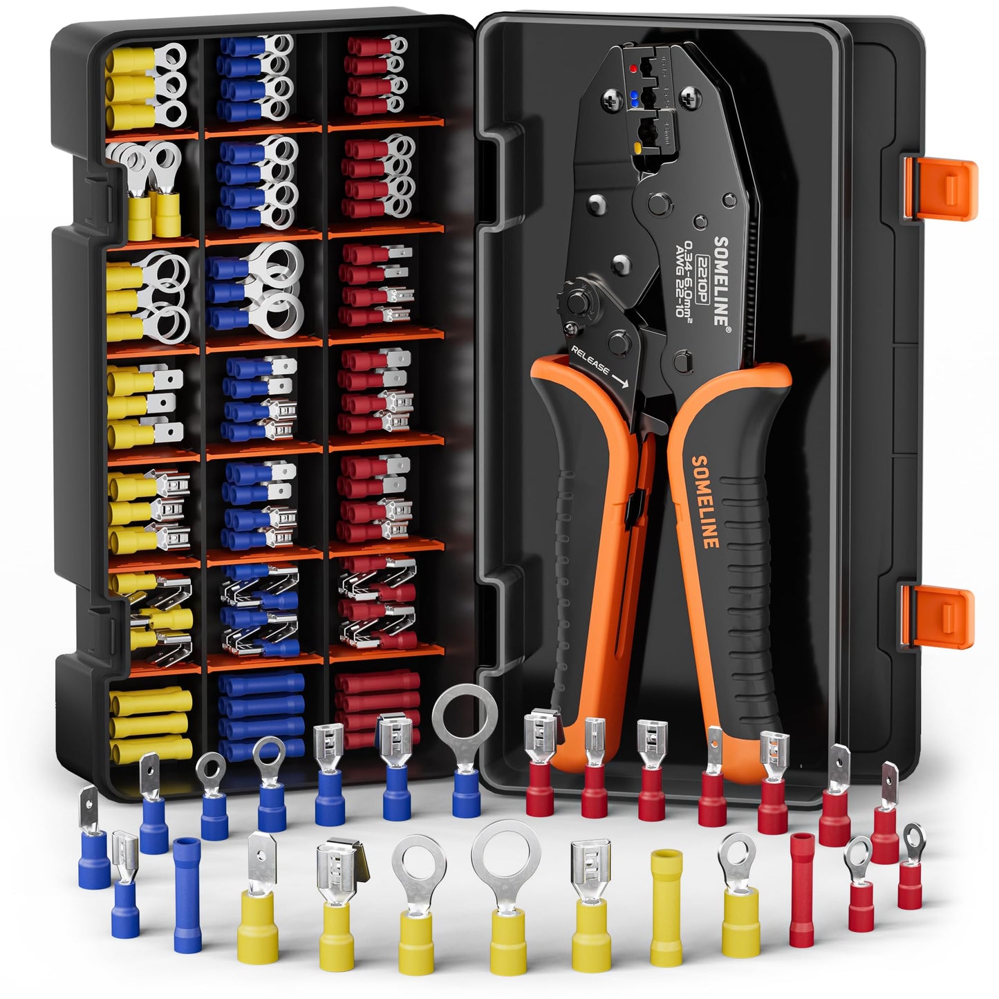 SOMELINE Crimping Tool Terminal Set, 26 Types [0.34-6mm²], Terminal Tool Set, Terminal Crimping Tool, for Cable Terminals Crimping, Premium Crimping Tools, Crimp Tool, Press Tool, Terminal Tool Set