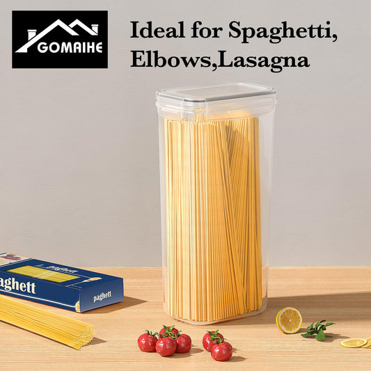 GoMaihe 6-piece set 2.8L storage containers: Containers with lids for spaghetti storage | Airtight kitchen storage box for cereal, flour, pasta, and sugar | BPA-free | Dishwasher safe