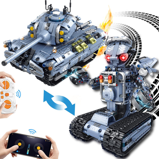 JONRRYIN Technology Robot Kids Toy, 779 pieces 2 in 1 Remote Control Robot and Tank Building Toy, Robot Programmable via APP and Remote Control Gift for 8-12 year old Boys Girls