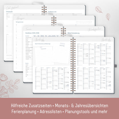 Häfft® Teacher Planner 2025/2026 A4 + Deluxe "Poppy" Hardcover Teacher Planner large, school year planner with spiral binding, school planner - sustainable & eco-friendly