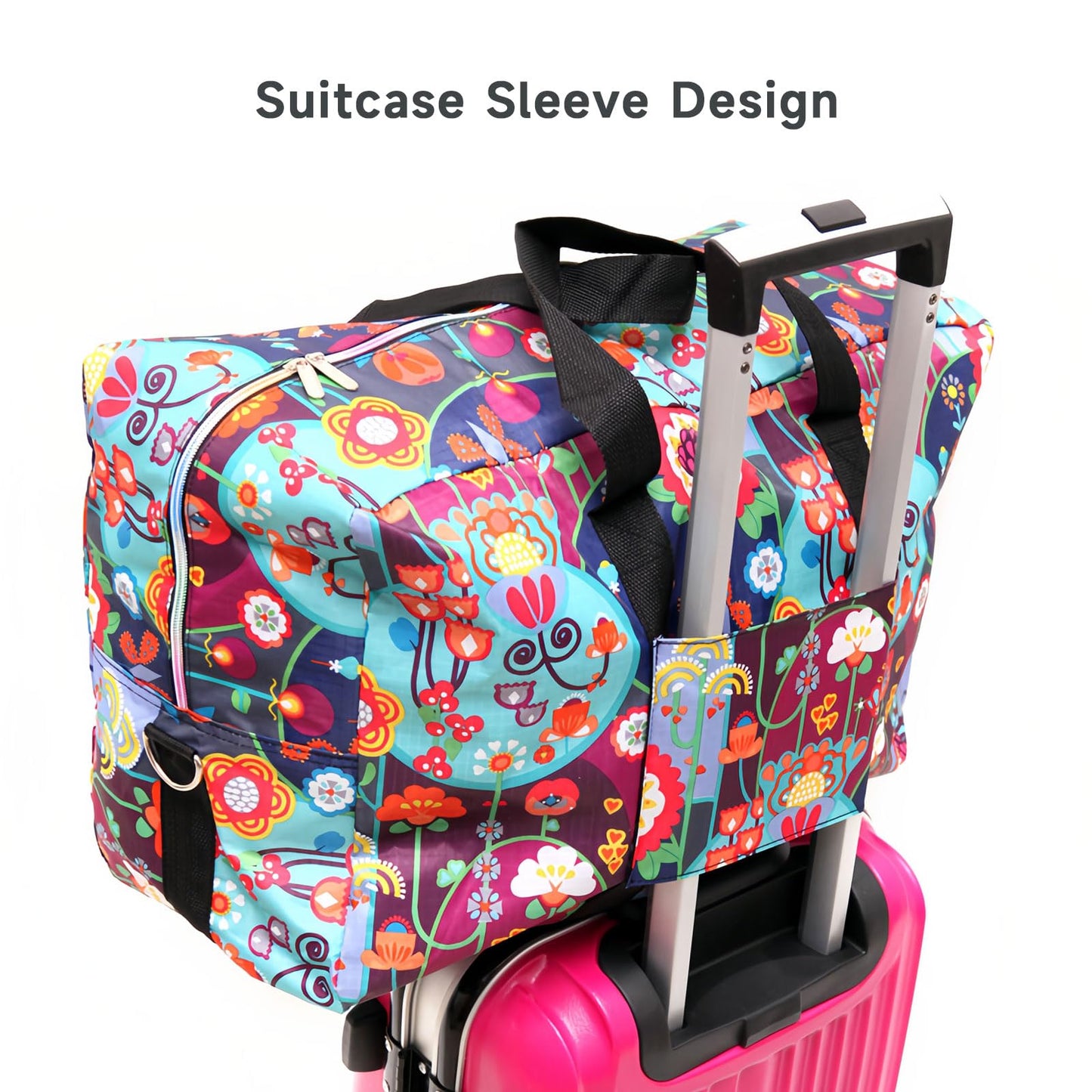 Arxus Large Foldable Travel Bag Carry the weekend bag over luggage with shoulder strap.