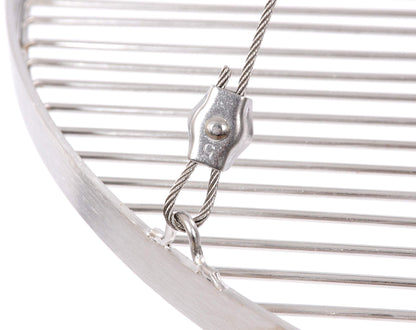 22.4 inch stainless steel 3-leg BBQ grill grate for swinging grill with 0.55 inch rod spacing.