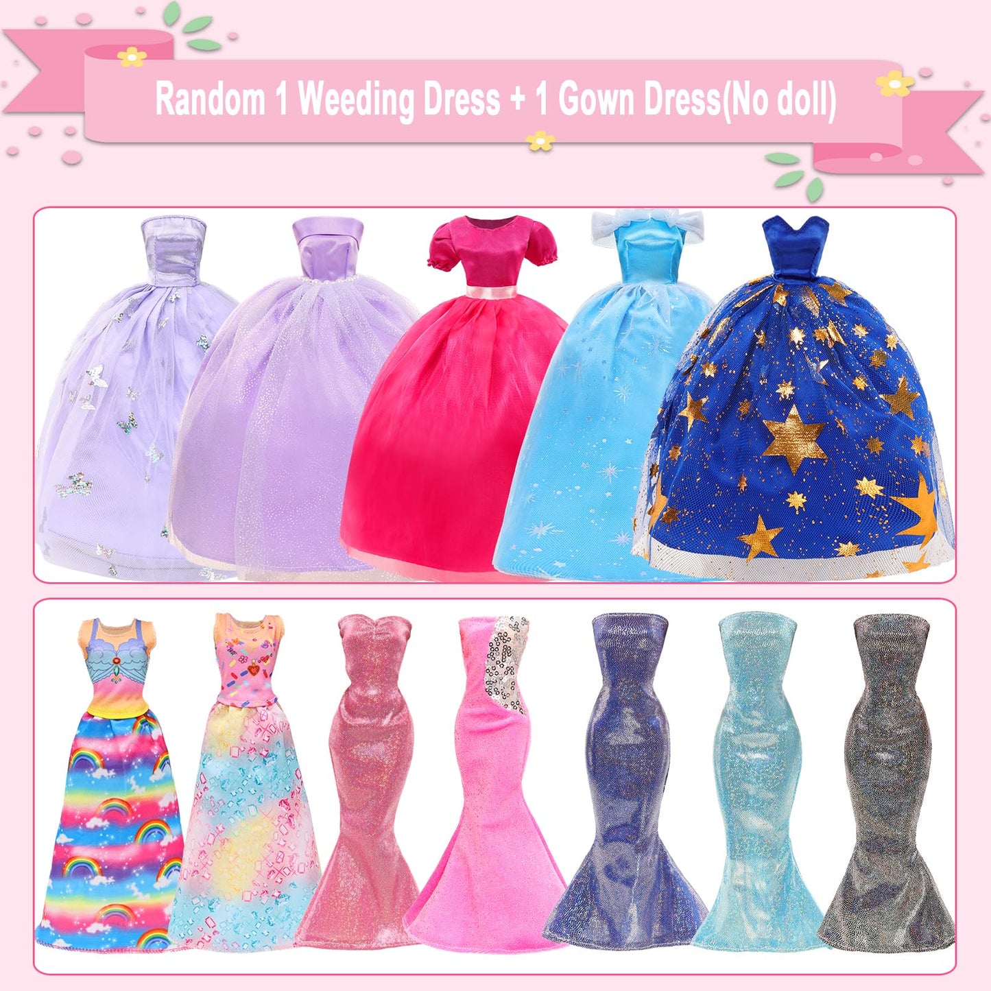 Miunana wardrobe 101 doll clothing accessories closet dresses shoes hangers necklaces crowns bag accessories for 11.5 inch dolls