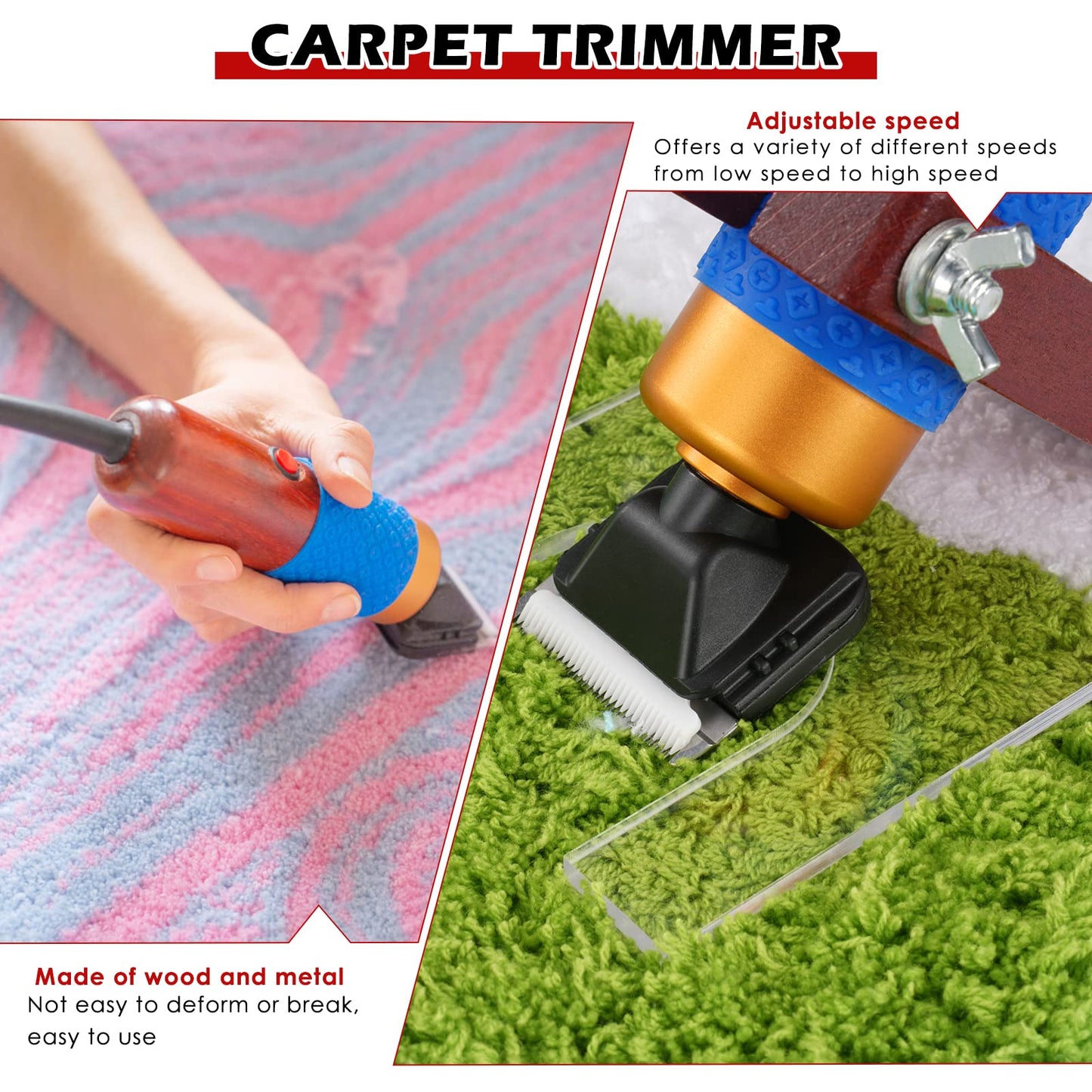 Brolteja Carpet Cutter, Tufting Gun Trimmer Carpet Cutter with Shear Guide, 200W Carpet Trimmer with Shear Guide, for pets and tufted carpets