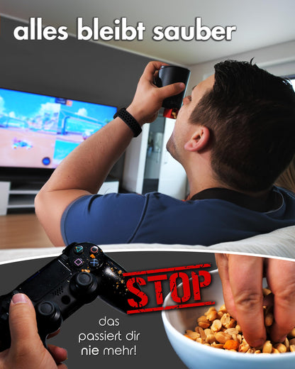 Snagger DOUBLE PACK - The snack dispenser/clean hands while snacking/suitable for peanuts, NicNacs, and more/gamer gift, gifts for men and women, Nicnac dispenser/(Double Pack Black Edition)