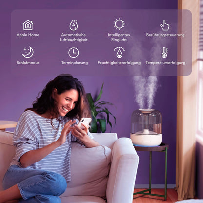 Airversa Humelle HomeKit Smart Humidifier with Thread (HomePod Mini/Apple TV4K 2021 or higher required), 5.5l water tank capacity, for rooms up to 50m2 (Pebble Grey)