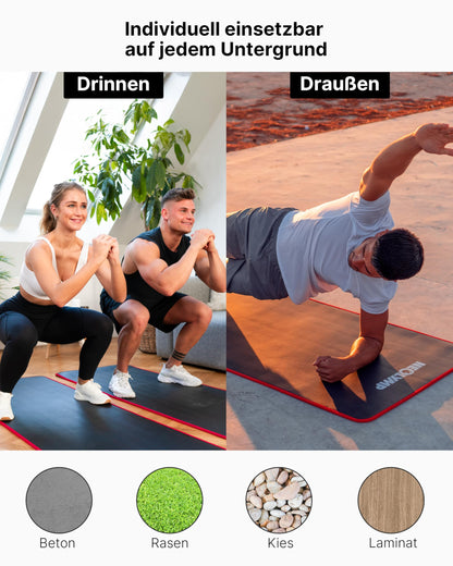 NEOLYMP extra thick and non-slip fitness mat with fitness E-book and carrying strap - Pilates mat, yoga mat, exercise mat, gymnastics mat, workout mat.