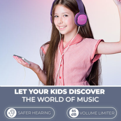 Philips SHK2000PK/00 Over Ear Kids Headphones, Colorful LED lights, 85dB volume limit, Noise-isolating, with soft ear cushions, Ergonomic headband (Pink)