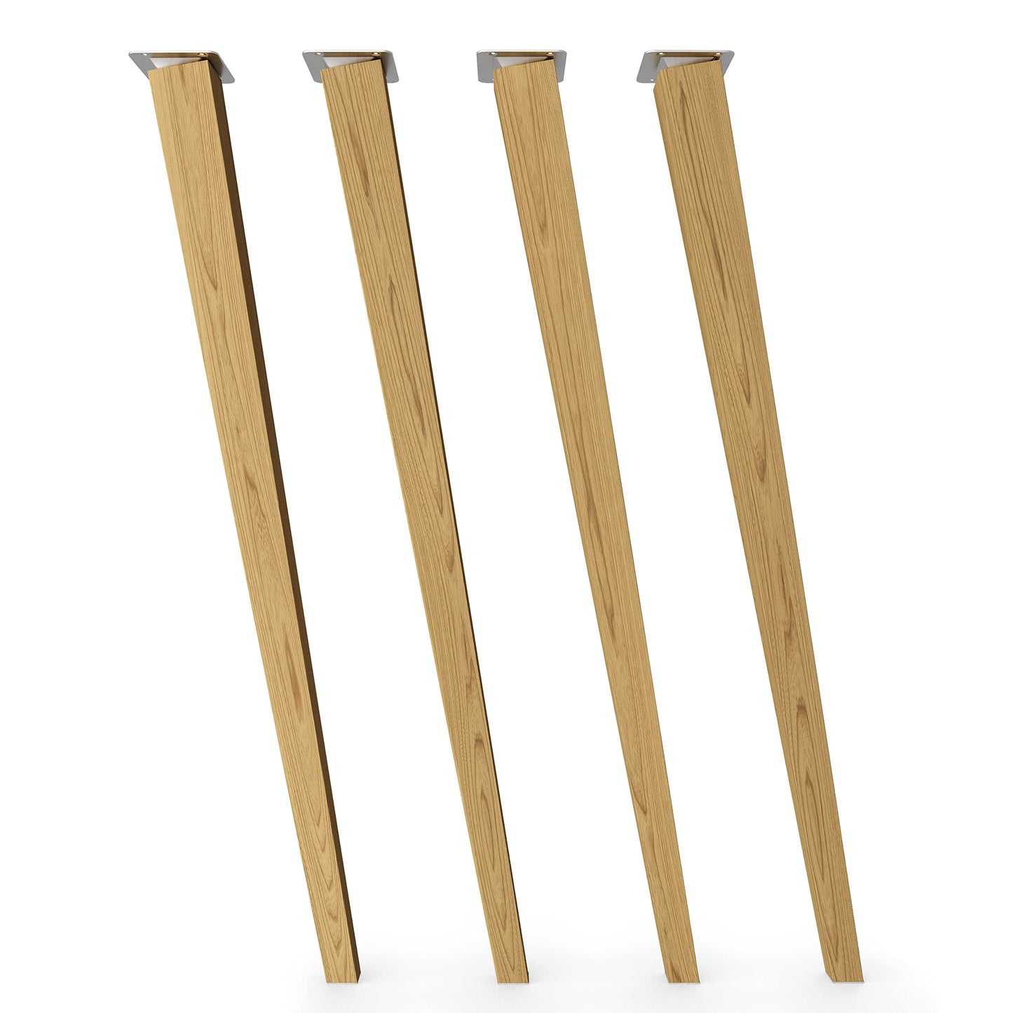 Sossai solid oak table legs with oil finish, Clif Square HMF4, 71 cm high, square, slanted design, for chairs, tables.