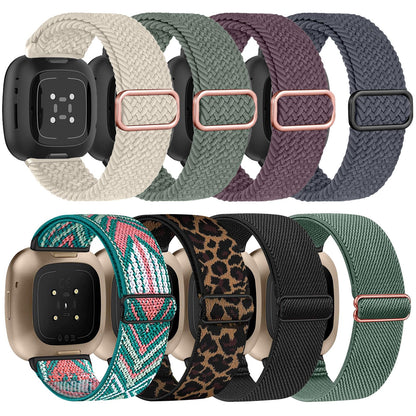Zspoly 8 Pack Bands Compatible with Fitbit Versa 4 / Fitbit Versa 3 / Fitbit Sense 2 / Sense Sport, Soft Elastic Replacement Nylon Sport Band for Men and Women