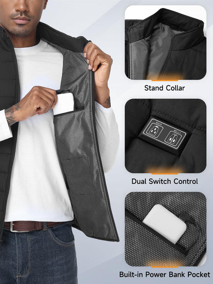 LABEWVI Heated Vest, Heated Jacket for Men and Women, Heated Jacket with 10000mAh Power Bank, Electric Heated Vest with 3 Adjustable Temperature Levels | 6 Heating Zones