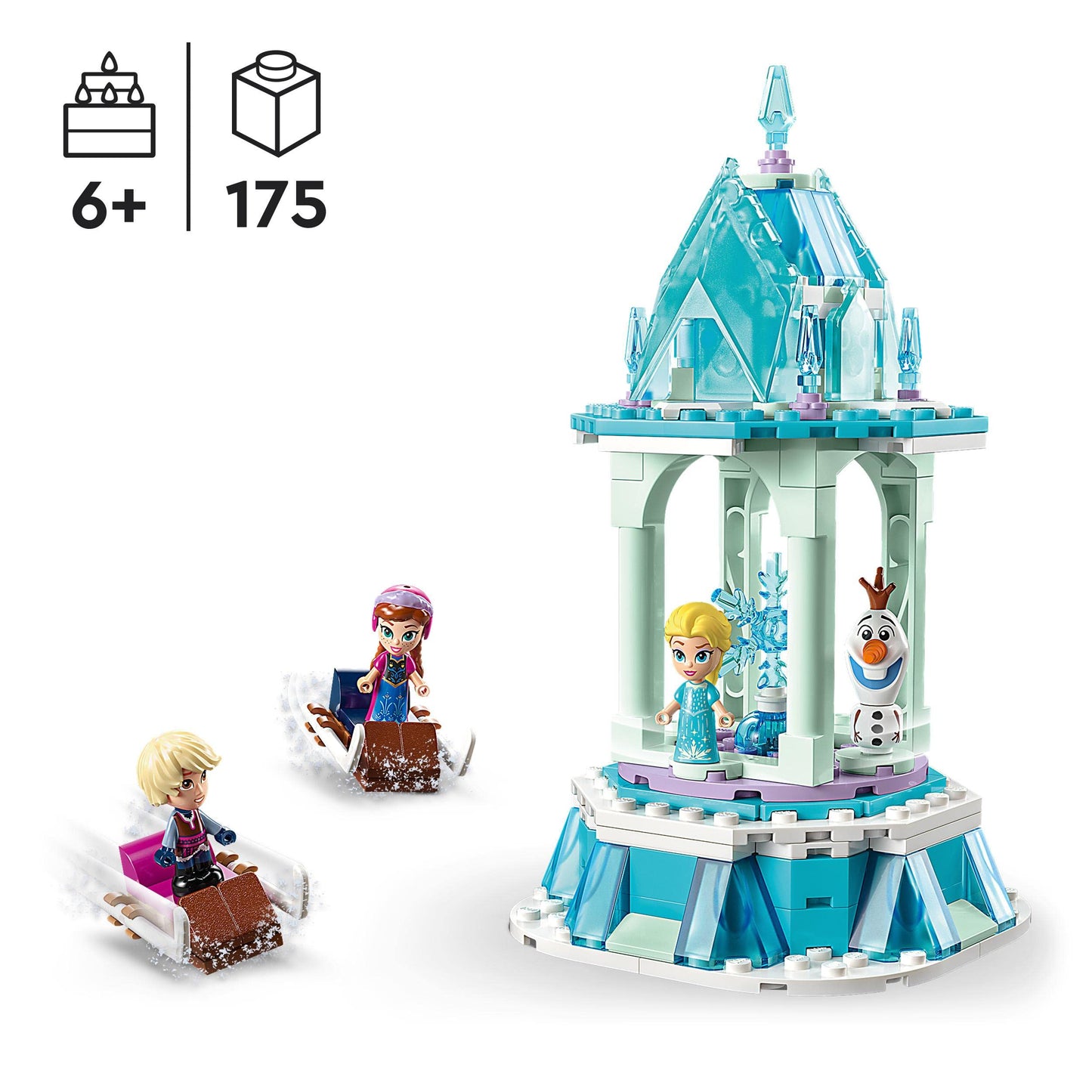 LEGO Disney Frozen Elsa's Ice Palace, Ice Queen Castle Toy with Princess Elsa and Anna Dolls & Disney Princess Anna and Elsa's Magical Carousel, The Frozen Toy.