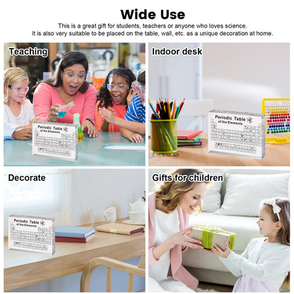 Acrylic Periodic Table, Upgraded Large Periodic Table of 83 Elements, Gifts DIY Desk Ornaments Decoration, Suitable for Students Teachers Crafts Decor (Without Light Base)
