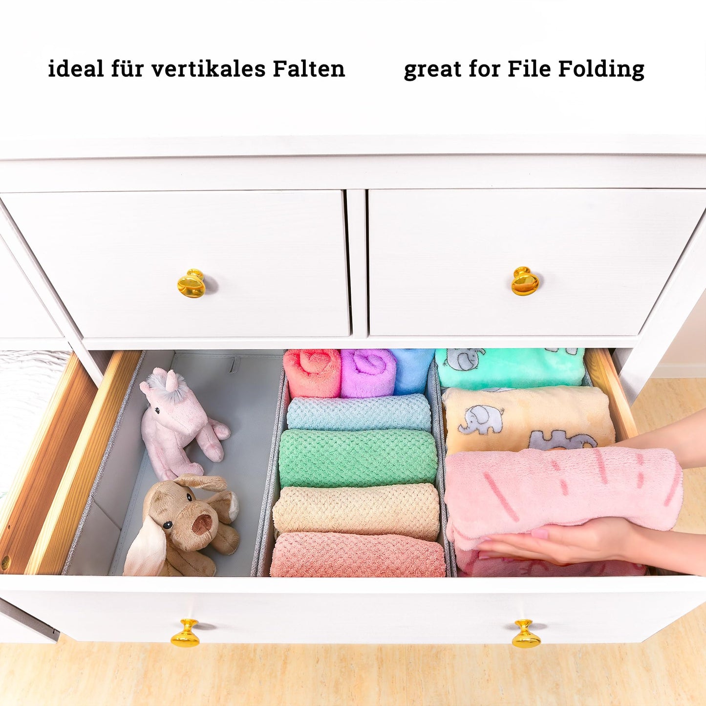 SIMPLE JOY® HEMNES DOUBLE FileFolding Box for IKEA HEMNES 160cm Double Dresser; Certified free of harmful substances, THE ORIGINAL; precise fit; Drawer organization system secure for baby clothing, changing needs; 6-piece set