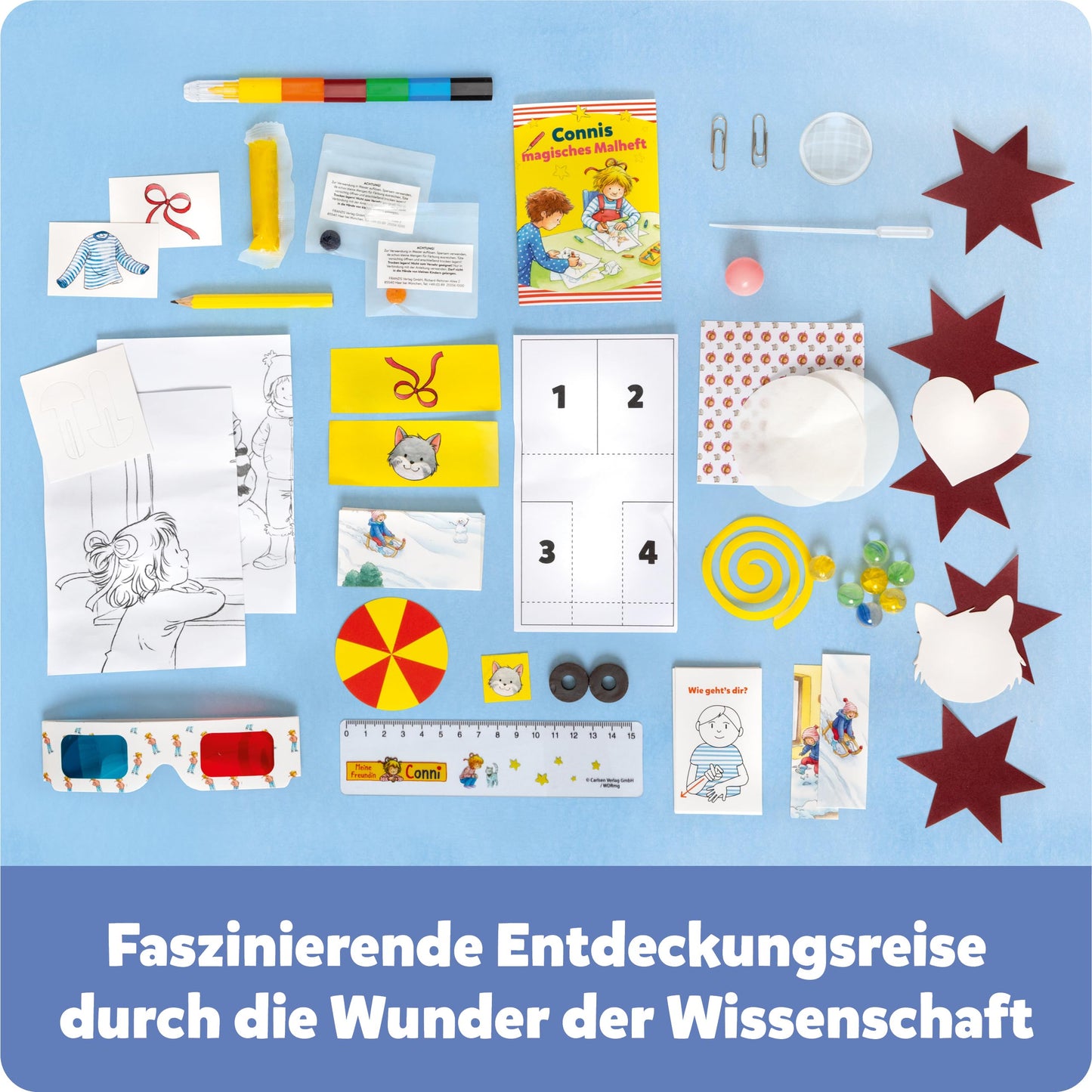 FRANZIS 67207 - My Friend Conni Advent Calendar, 24 age-appropriate experiments for the Christmas season, for children aged 5 and up.