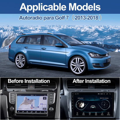 CAMECHO Android car radio with navigation for VW Golf 7 2013-2018, double din car radio 10 inch screen with Bluetooth and USB WiFi FM/RDS MirrorLink + rear view camera