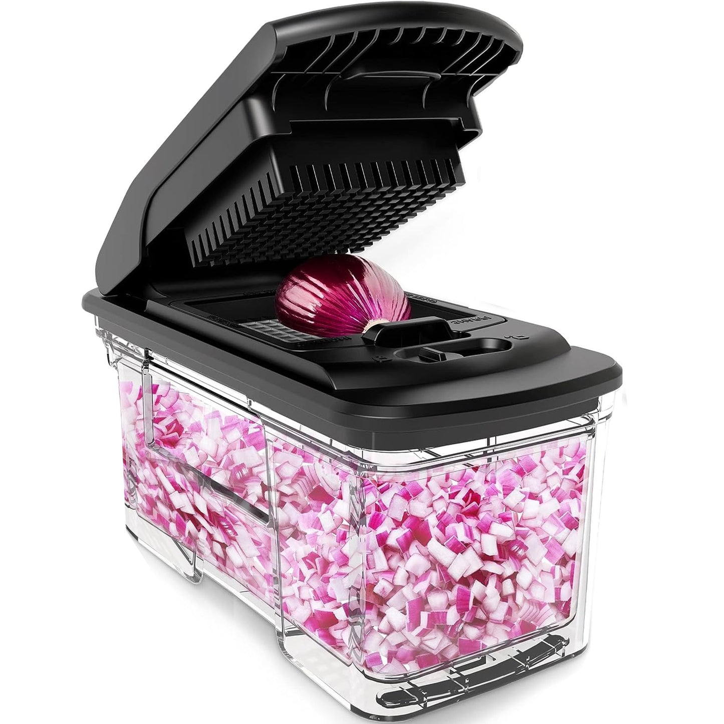 Vegetable slicer Mandoline vegetable slicer - Vegetable cutter cucumber slicer onion slicer potato slicer fruit slicer - Grater for vegetables and cheese - Julienne cutter (All-in-1 stainless steel black)