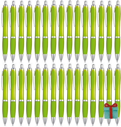 Libetui Set 50 pieces ballpoint pens ergonomic pens Light Green non-slip grip zone Large-capacity ink Blue Retractable ballpoint pen Pen office household practice pens Light Green