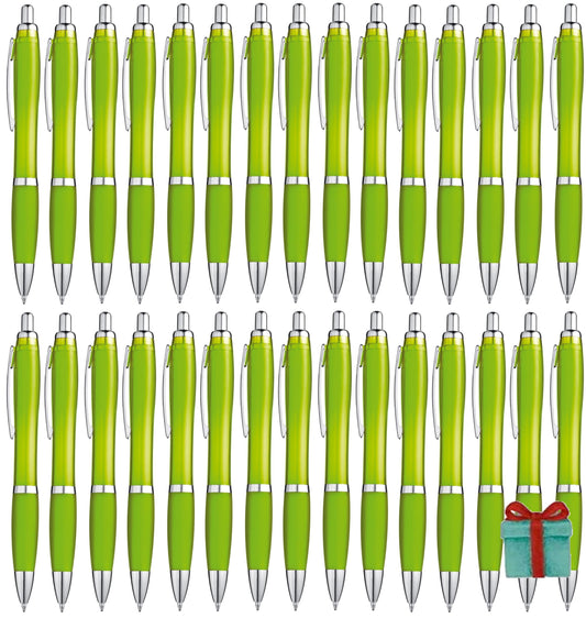 Libetui Set 50 pieces ballpoint pens ergonomic pens Light Green non-slip grip zone Large-capacity ink Blue Retractable ballpoint pen Pen office household practice pens Light Green