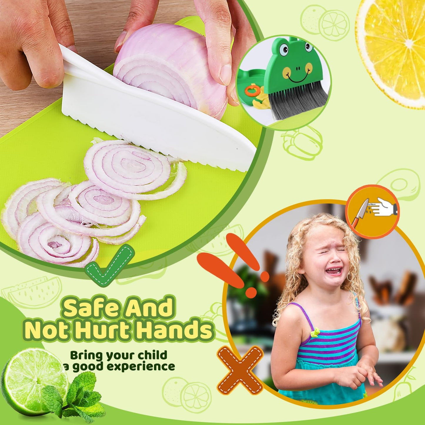 Children's Knife - 14 piece children's safety kitchen knife for real cooking with wooden knife, children's knife, cutting board, peeler etc. | Knives for children from 2 years old, Montessori knife, children's cooking set
