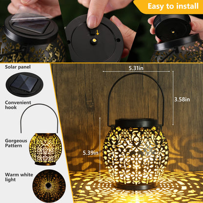 Outdoor solar lantern, BrizLabs 2 pack balcony solar lamp for outdoor garden hanging solar lights waterproof IP65 for garden pathway patio porch lawn yard Christmas warm white