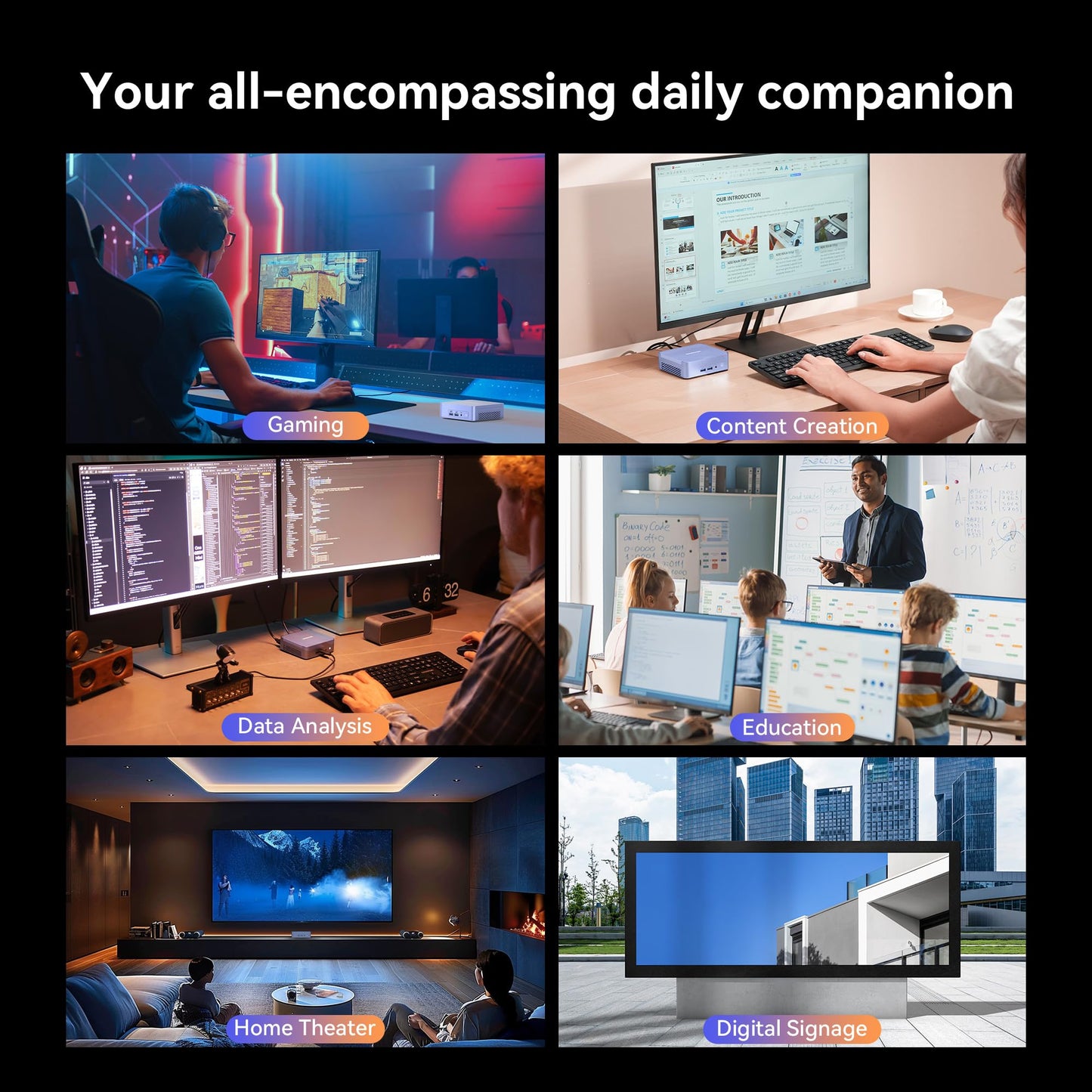 GEEKOM AI Mini PC AX8 Pro, AMD Ryzen R9-8945HS (8C/16T, up to 5.2GHz) Mini Desktop Computer 32GB DDR5 5600Mhz RAM & 2TB PCIe Gen 4 SSD, Mini PC with Windows 11 Pro, AMD Radeon 780M/WiFi 6E/BT5.2/2.5G LAN.