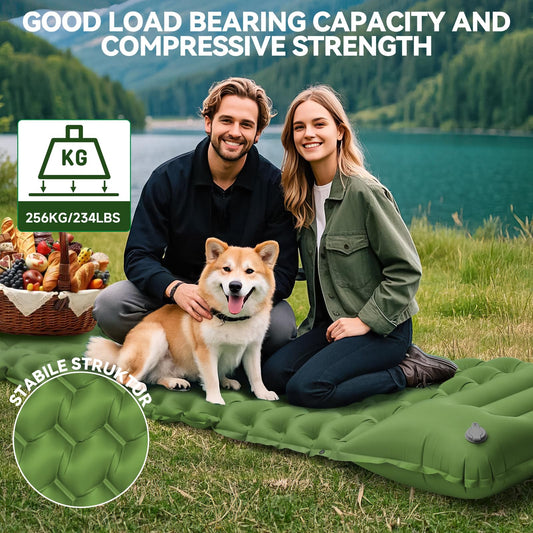Self-inflating sleeping pad camping air mattress 200 * 68CM Ultra-light camping mat with pillow Portable air cell mat Waterproof sleeping mat for outdoor, hiking, tent, beach