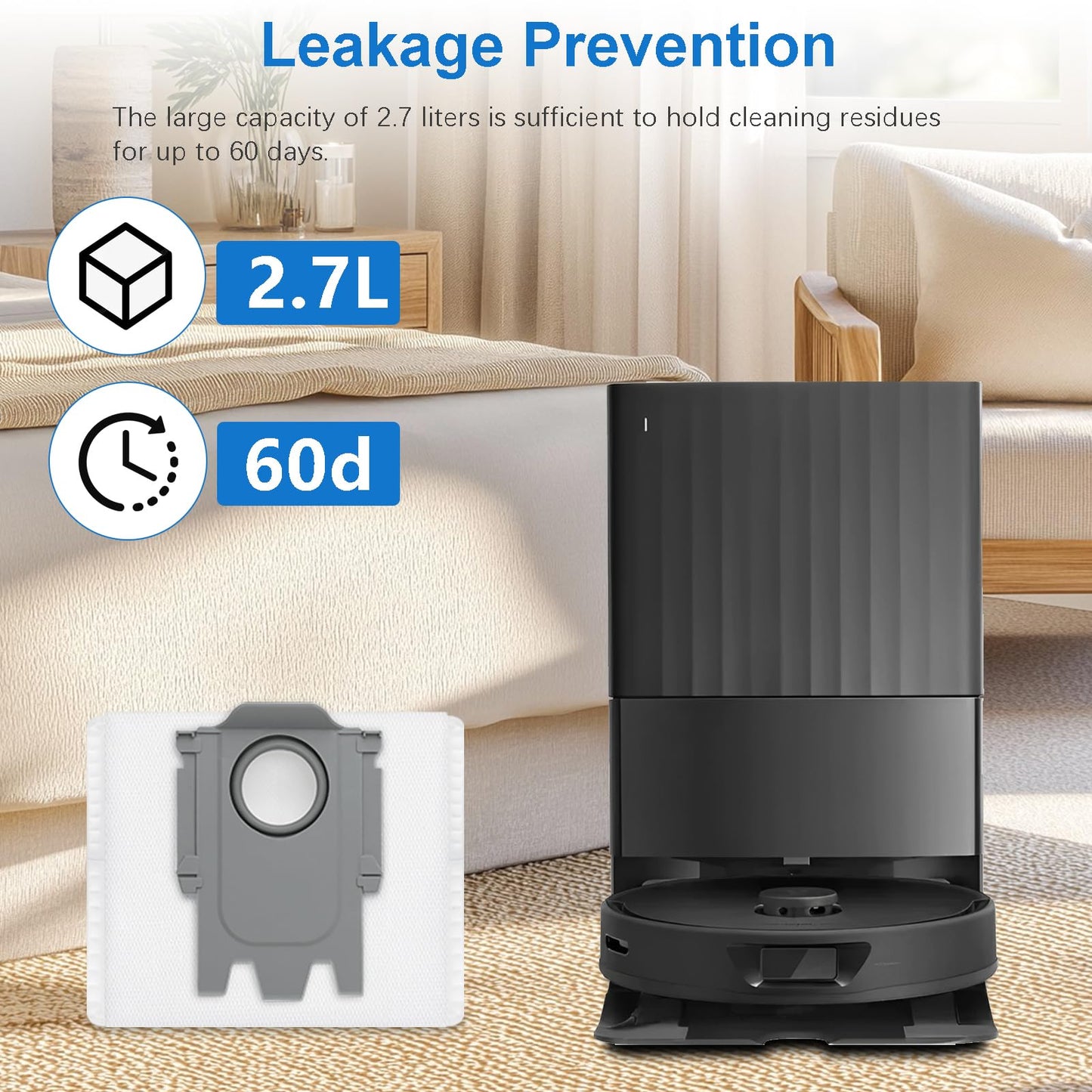 Replacement vacuum bags for Roborock Saros 10/10R/Qrevo/Q RevoS/Qrevo Pro/Plus/MaxV/Master/Curv/Edge/S8 MaxV/S8 Max Ultra robot vacuum, 2.7L disposable bags with large capacity, 14 pieces.