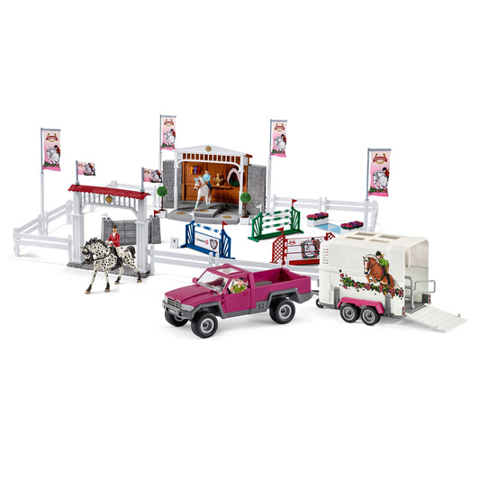 SCHLEICH 72105 Big Horse Show with Pick-Up and Horse Trailer, for kids ages 5 and up, Horse Club - Playset