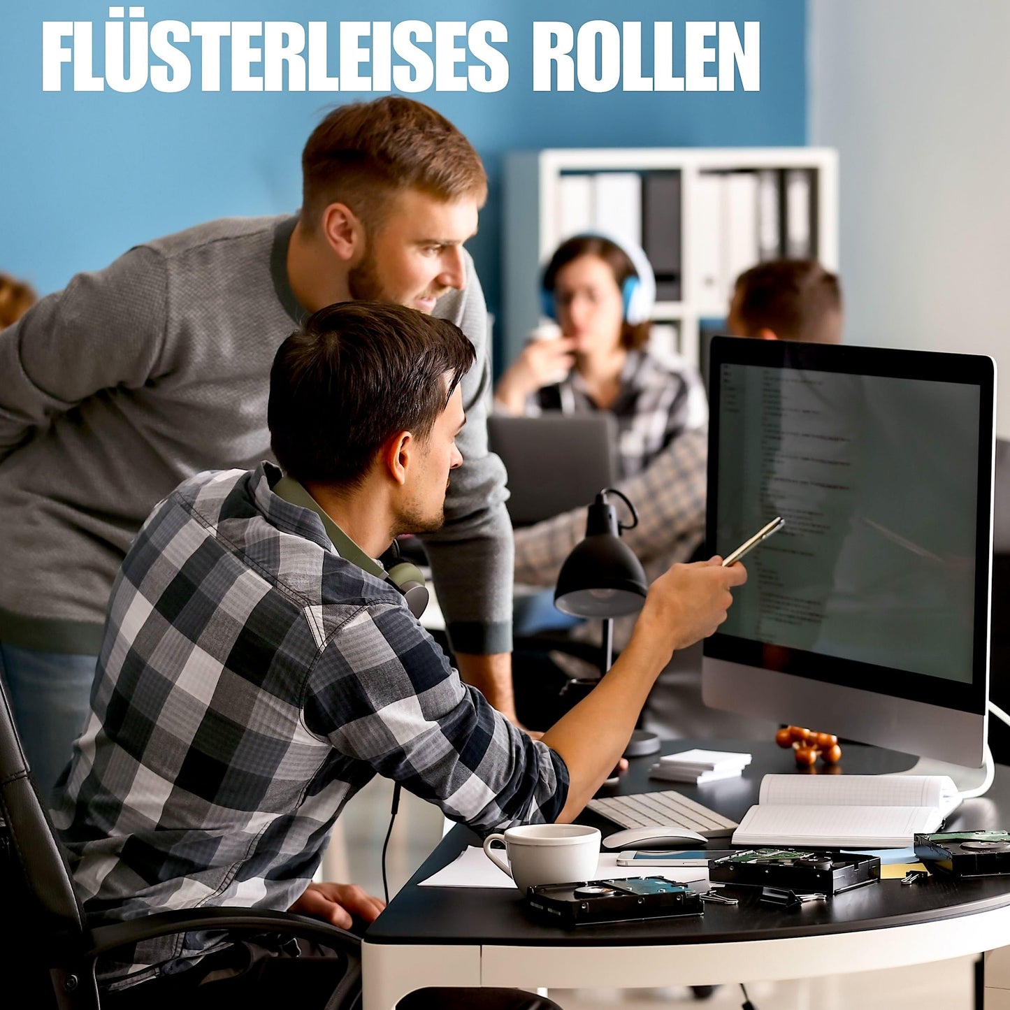 XeloTech Hard Floor Casters for Office Chair, 5 Pack, 11mm x 22mm, Extremely Quiet Replacement Wheels - No More Chair Mat - No Scratches on Floor with These Premium Casters